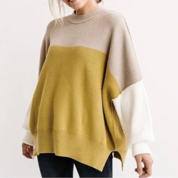 Free People Easy Street Colorblock Tunic Sweater Size Medium - Picture 1 of 14